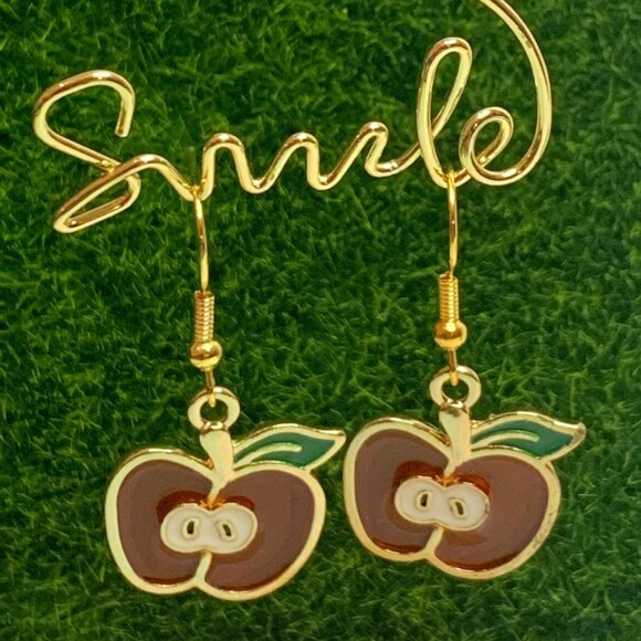 Apple Earring, Teacher Earring, Fruit Earring, Food Earring, Educator Earring - Picture 2 of 5
